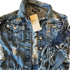Distressed denim jacket